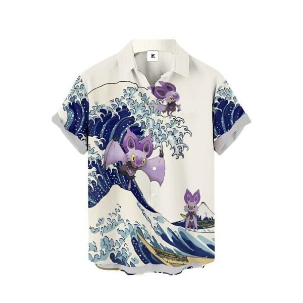 Chemise hawaïenne Pokémon Sonistrelle Vague de Kanagawa - Maison Otaku – Image 2