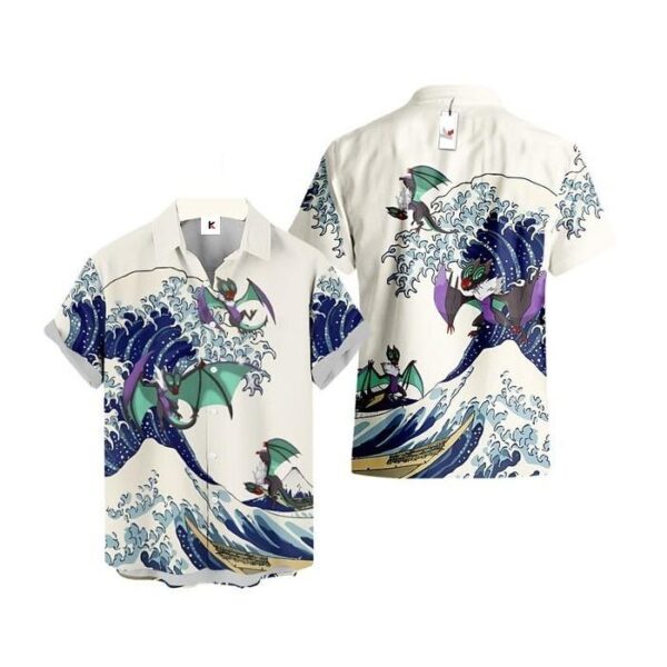 Chemise hawaïenne Pokémon Bruyverne Vague de Kanagawa - Maison Otaku