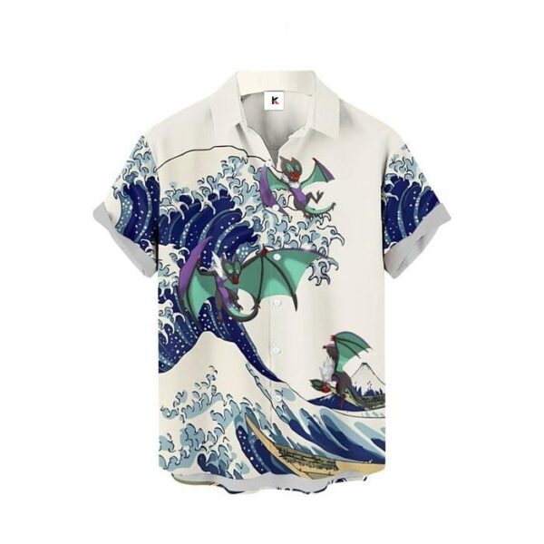Chemise hawaïenne Pokémon Bruyverne Vague de Kanagawa - Maison Otaku – Image 2