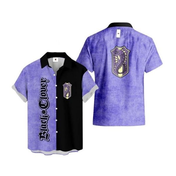 Chemise hawaïenne Black Clover Purple Orca - Maison Otaku