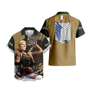 Chemise hawaïenne L’Attaque des Titans Reiner Braun - Maison Otaku