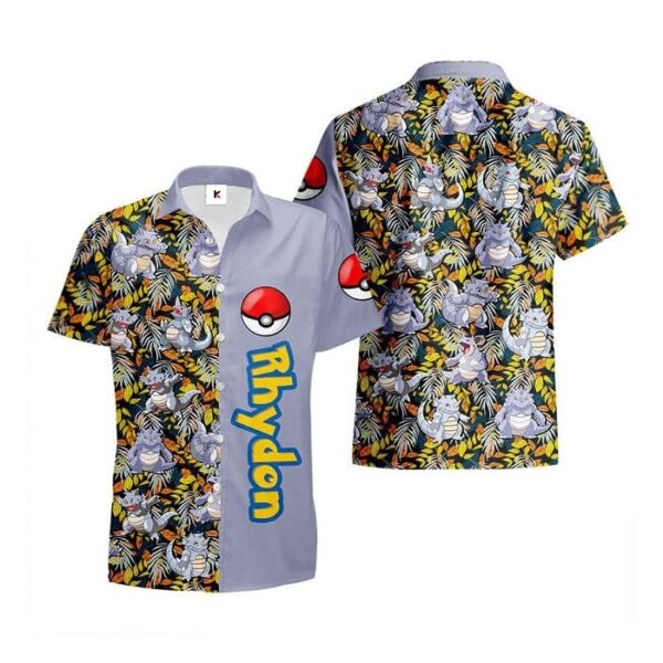 Chemise hawaïenne Pokémon Rhinoféros - Maison Otaku