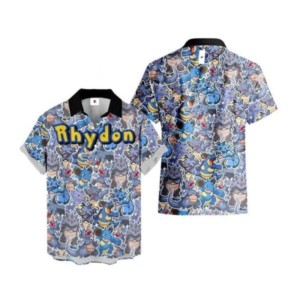 Chemise hawaïenne Pokémon Rhinoféros 02 - Maison Otaku