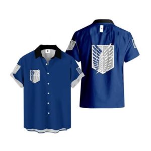 Chemise hawaïenne L’Attaque des Titans Bataillon d’exploration - Maison Otaku