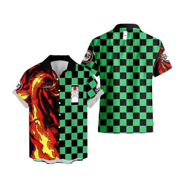 Chemise hawaïenne Demon Slayer Tanjiro Respiration du soleil - Maison Otaku
