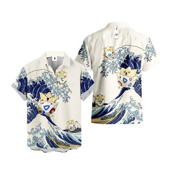 Chemise hawaïenne Pokémon Togepi Vague de Kanagawa - Maison Otaku