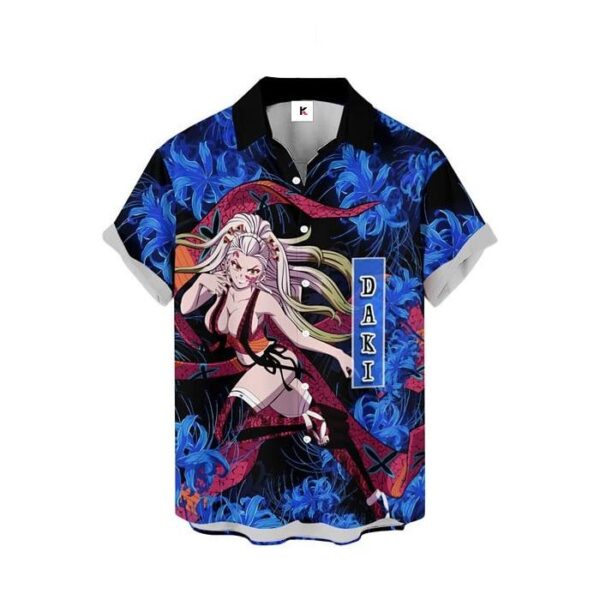 Chemise hawaïenne Demon Slayer Daki Lys araignée bleu - Maison Otaku – Image 2
