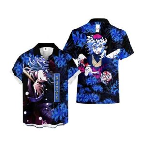 Chemise hawaïenne Demon Slayer Douma Lys araignée bleu - Maison Otaku