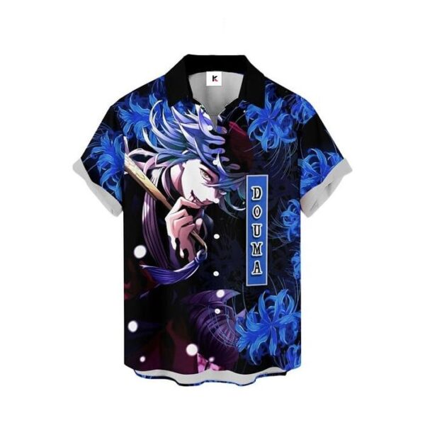 Chemise hawaïenne Demon Slayer Douma Lys araignée bleu - Maison Otaku – Image 2