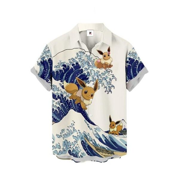 Chemise hawaïenne Pokémon Évoli Vague de Kanagawa - Maison Otaku – Image 2