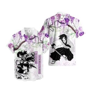 Chemise hawaïenne Demon Slayer Giyu Tomioka Wisteria - Maison Otaku