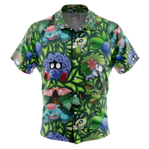 Chemise hawaïenne Type Plante Pokémon - Maison Otaku