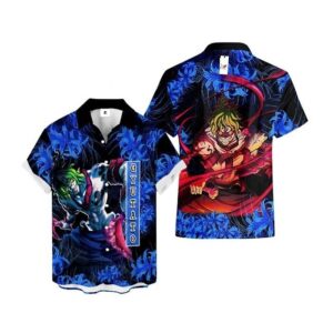 Chemise hawaïenne Demon Slayer Gyutaro Lys araignée bleu - Maison Otaku