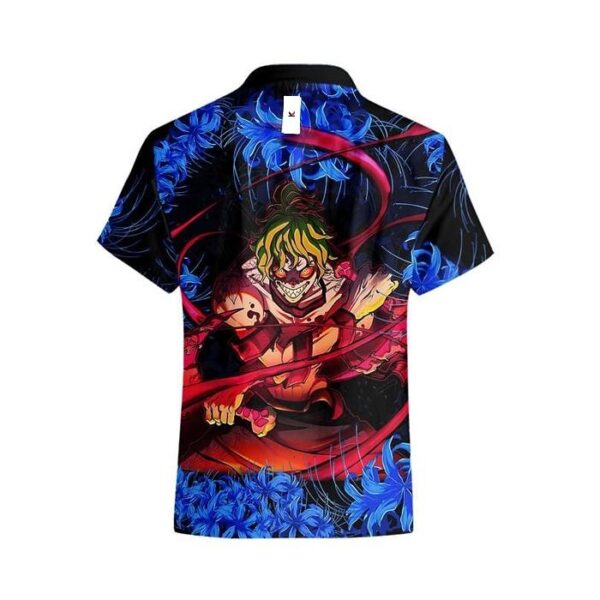 Chemise hawaïenne Demon Slayer Gyutaro Lys araignée bleu - Maison Otaku – Image 3