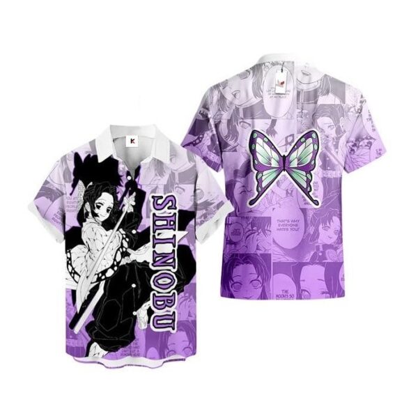 Chemise hawaïenne Demon Slayer Shinobu Kocho Style Manga - Maison Otaku