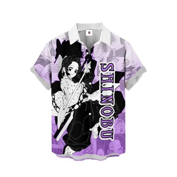 Chemise hawaïenne Demon Slayer Shinobu Kocho Style Manga - Maison Otaku – Image 2