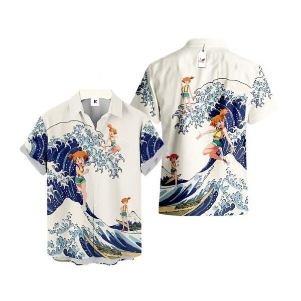 Chemise hawaïenne Pokémon Ondine (Kasumi) Vague de Kanagawa - Maison Otaku