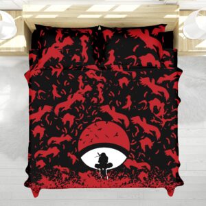 Housse De Couette Itachi Uchiwa et les Corbeaux Shippuden Parure de lit Ensemble De Literie