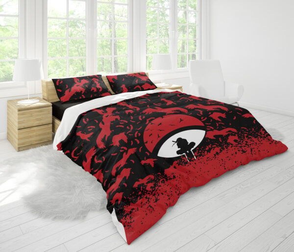 Housse De Couette Itachi Uchiwa et les Corbeaux Shippuden Parure de lit Ensemble De Literie – Image 2