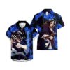 Chemise hawaïenne Demon Slayer Kokushibo Lys araignée bleu - Maison Otaku