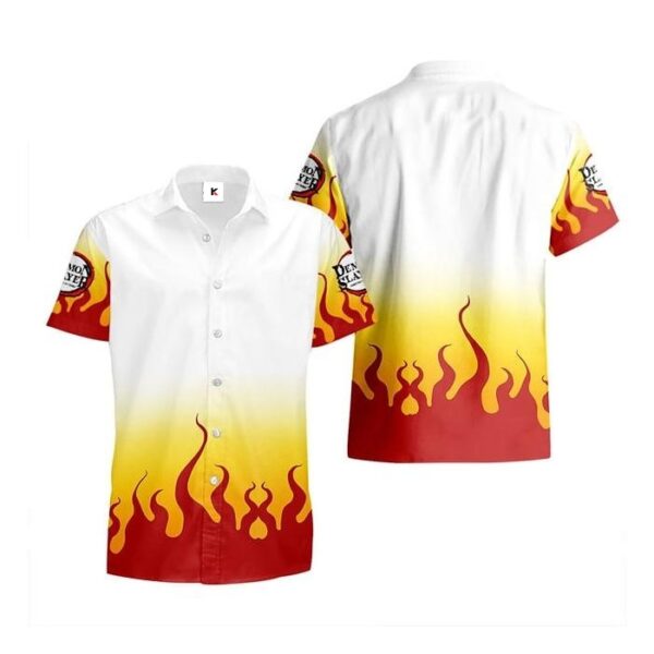 Chemise hawaïenne Demon Slayer Kyojuro Rengoku 02 - Maison Otaku