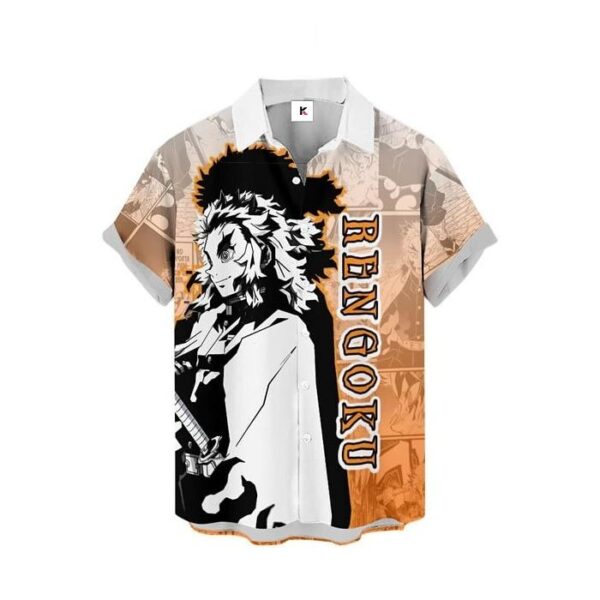 Chemise hawaïenne Demon Slayer Kyojuro Rengoku 03 - Maison Otaku – Image 2