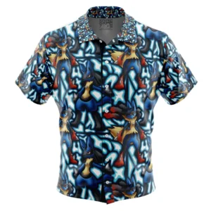 Chemise hawaïenne Lucario x Méga-Lucario Pokémon - Maison Otaku