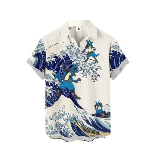 Chemise hawaïenne Pokémon Lucario Vague de Kanagawa - Maison Otaku – Image 2