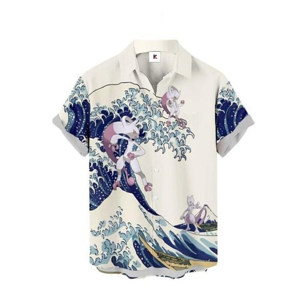 Chemise hawaïenne Pokémon Mewtwo Vague de Kanagawa - Maison Otaku – Image 2