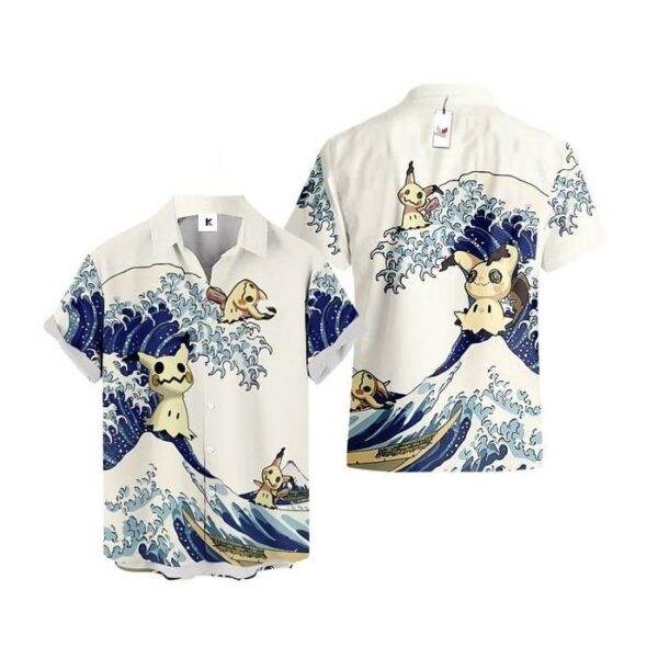 Chemise hawaïenne Pokémon Mimikyu Vague de Kanagawa - Maison Otaku