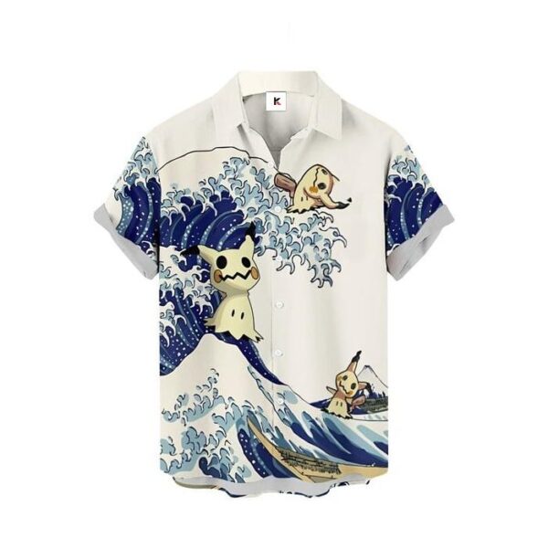 Chemise hawaïenne Pokémon Mimikyu Vague de Kanagawa - Maison Otaku – Image 2