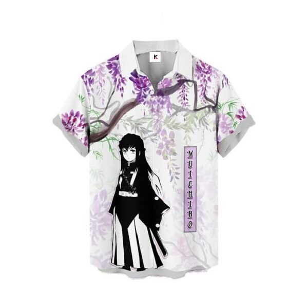 Chemise hawaïenne Demon Slayer Muichiro Tokito Wisteria - Maison Otaku – Image 2