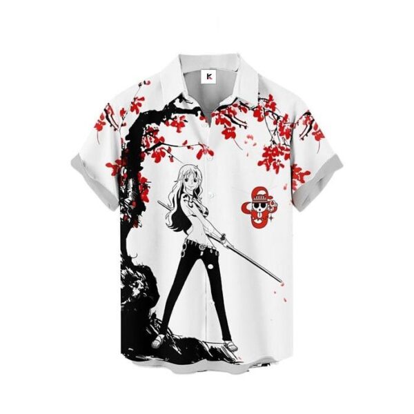 Chemise hawaïenne One Piece Franky Fleurs de cerisier - Maison Otaku – Image 3