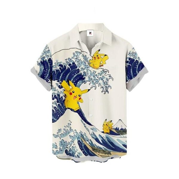 Chemise hawaïenne Pokémon Pikachu Vague de Kanagawa - Maison Otaku – Image 2