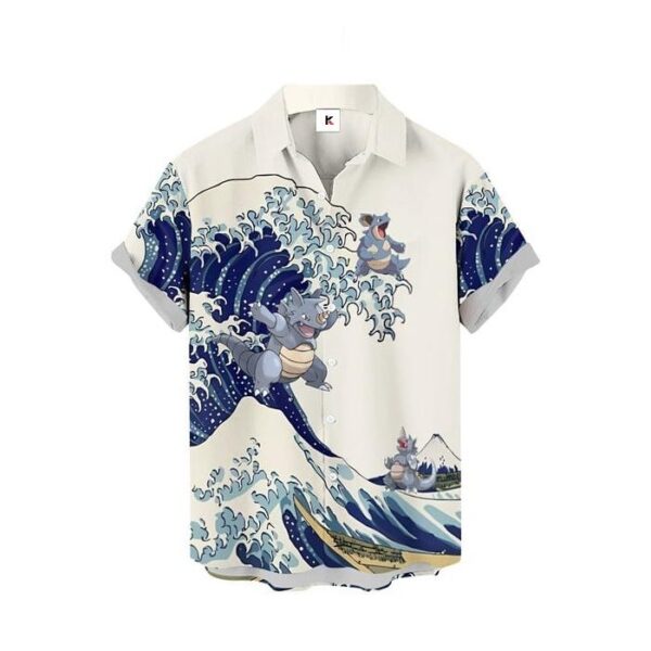 Chemise hawaïenne Pokémon Rhinoféros Vague de Kanagawa - Maison Otaku – Image 2