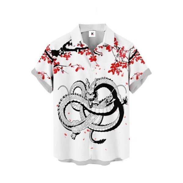 Chemise hawaïenne Dragon Ball Shenron Fleurs de cerisier - Maison Otaku – Image 2