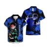Chemise hawaïenne Demon Slayer Tanjiro Lys araignée bleu - Maison Otaku