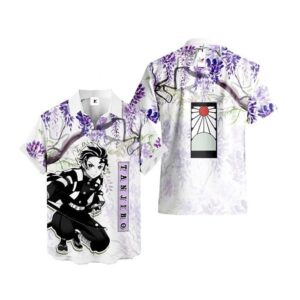 Chemise hawaïenne Demon Slayer Tanjiro Wisteria - Maison Otaku