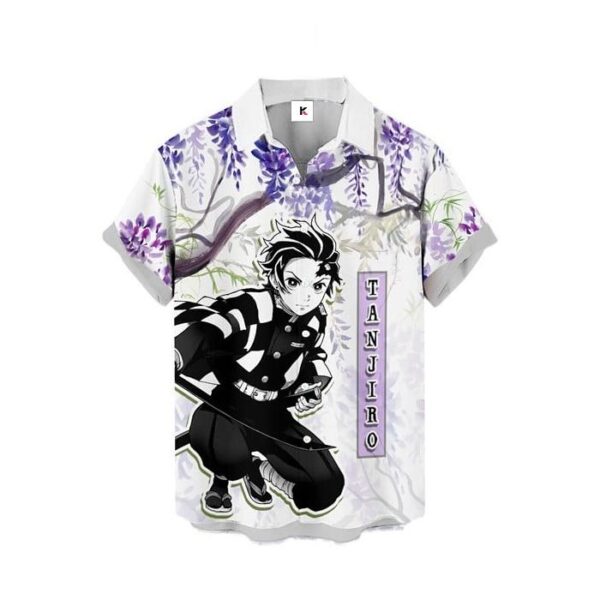 Chemise hawaïenne Demon Slayer Tanjiro Wisteria - Maison Otaku – Image 2