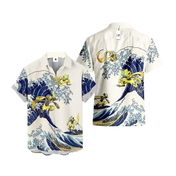 Chemise hawaïenne Pokémon Zeraora Vague de Kanagawa - Maison Otaku