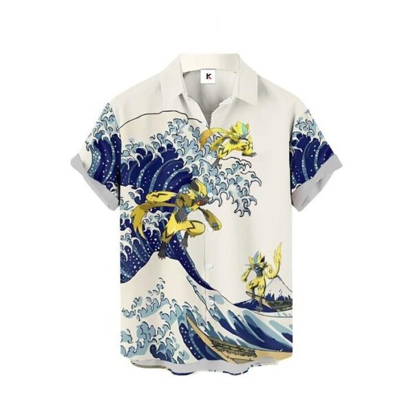 Chemise hawaïenne Pokémon Zeraora Vague de Kanagawa - Maison Otaku – Image 2
