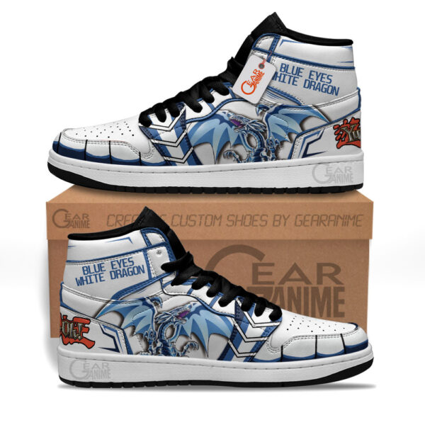 Baskets montantes Air Jordan Dragon Blanc aux Yeux Bleus – Chaussures montantes Yu-Gi-Oh! – Image 2