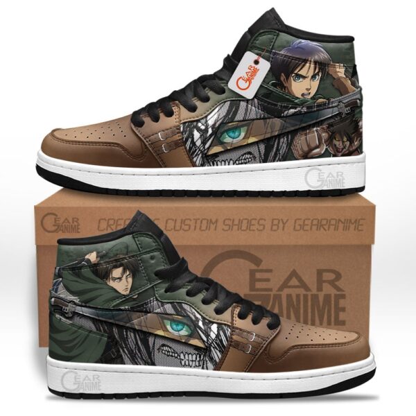 Baskets montantes Air Jordan Eren Yeager et Levi Ackerman – Chaussures montantes L’Attaque des Titans – Image 2