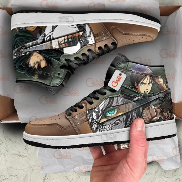 Baskets montantes Air Jordan Eren Yeager et Levi Ackerman – Chaussures montantes L’Attaque des Titans – Image 3