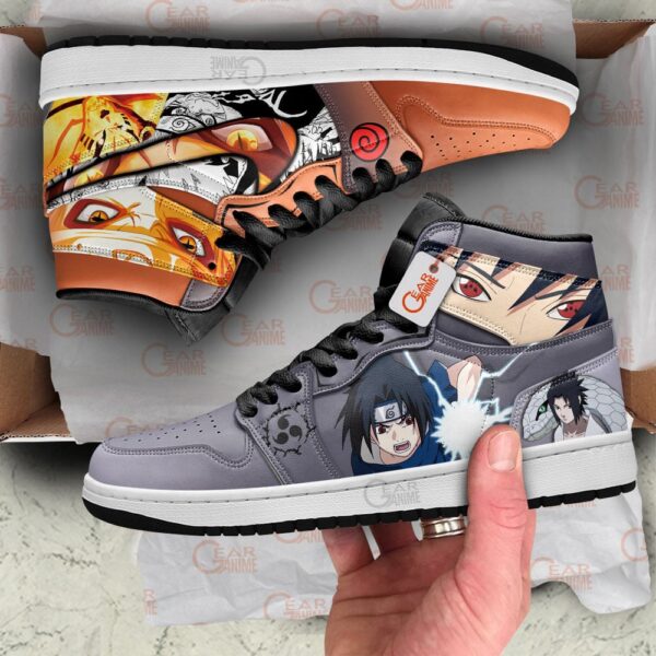 Baskets montantes Air Jordan Naruto Uzumaki et Sasuke Uchiha – Chaussures montantes Naruto – Image 3