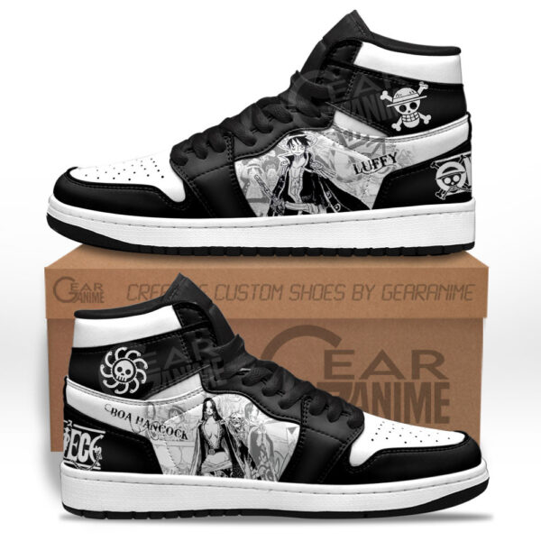 Baskets montantes Air Jordan Boa Hancock et Luffy – Chaussures montantes One Piece