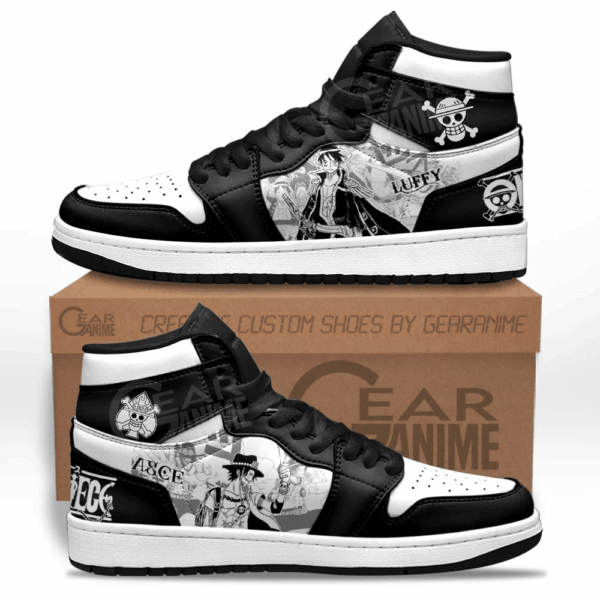 Baskets montantes Air Jordan Luffy et Ace – Chaussures montantes One Piece