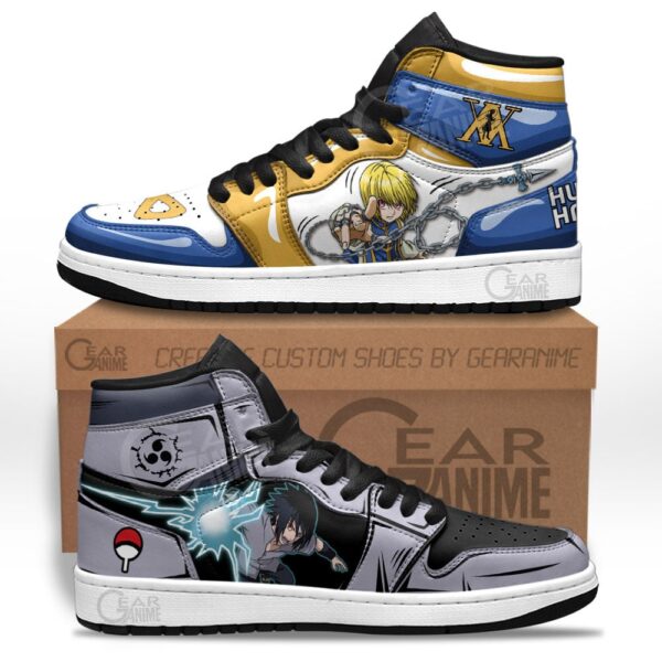 Baskets montantes Air Jordan Kurapika et Sasuke Uchiha – Chaussures montantes Cross Anime – Image 2