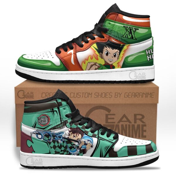 Baskets montantes Air Jordan Tanjiro et Gon Freecss – Chaussures montantes Cross Anime – Image 2