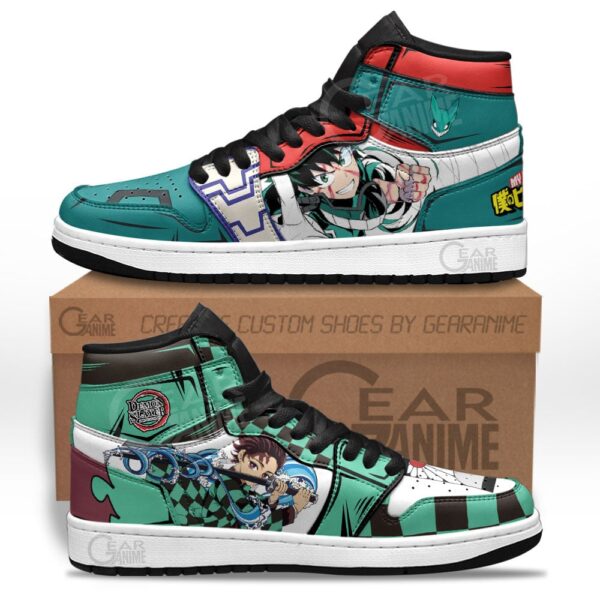 Baskets montantes Air Jordan Tanjiro et Izuku Midoriya – Chaussures montantes Cross Anime – Image 2